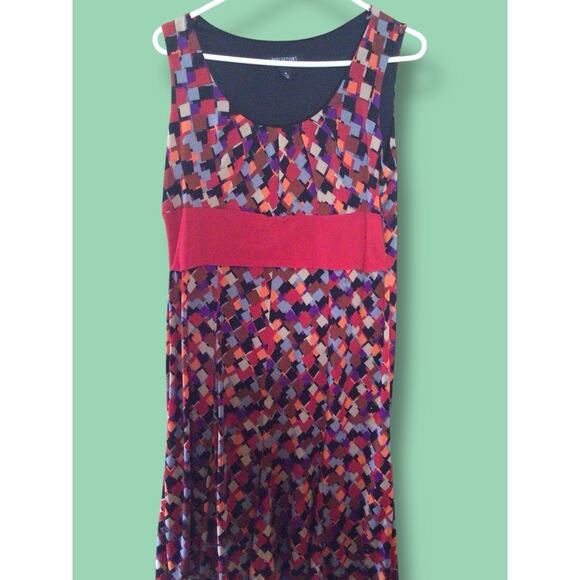 Perceptions Women’s Size 14 Dress Red Bolero Multi-Color Geometric Print - Picture 4 of 5